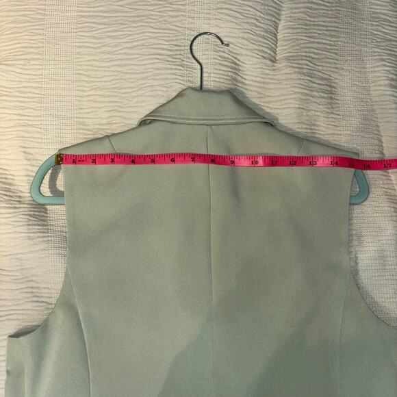 Avec Les Filles Women’s Cutaway One Button Sleeveless Vest Jacket Green Large - Picture 15 of 16